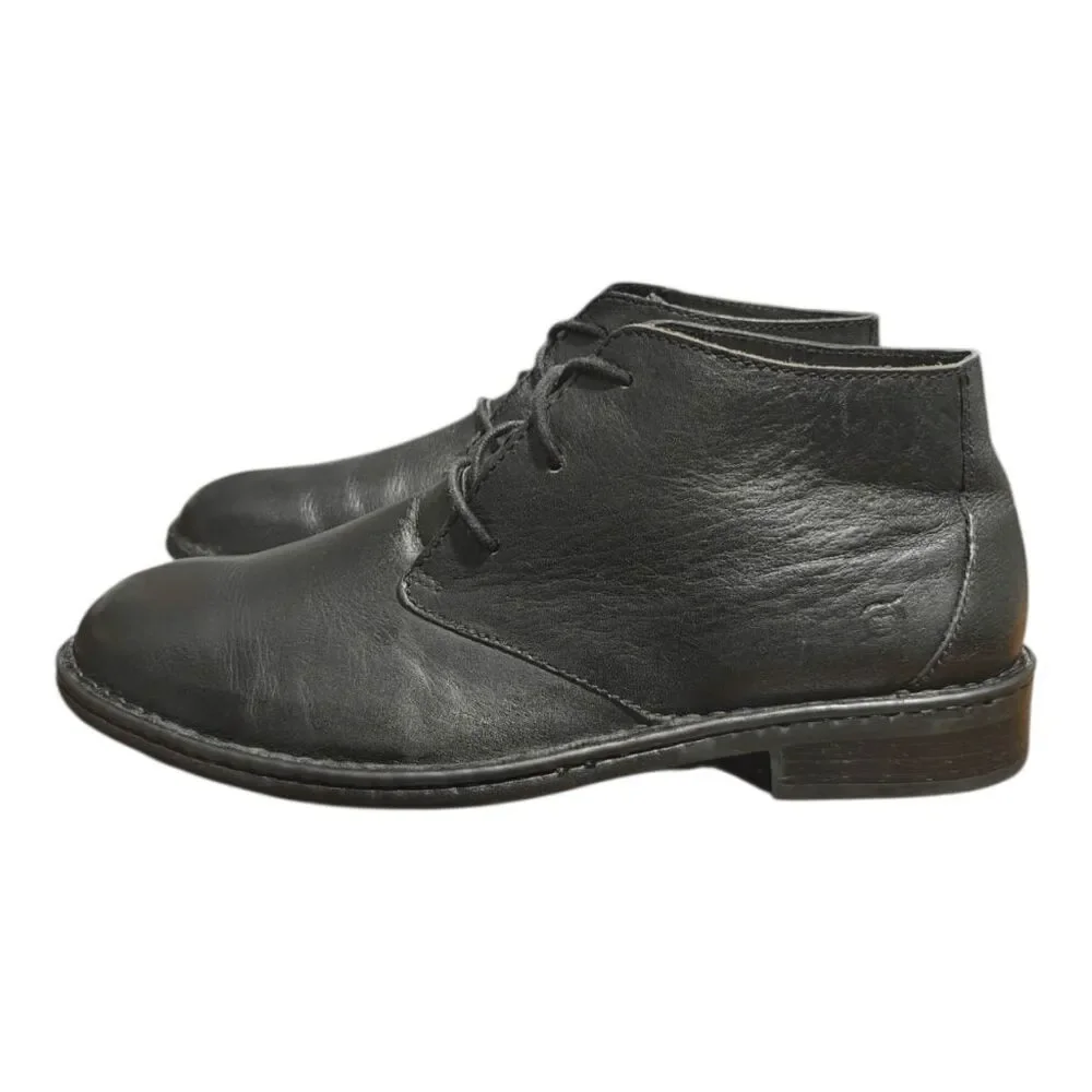 BORN Twain Black Leather Lace-Up Chukka Boot Size 10.5M